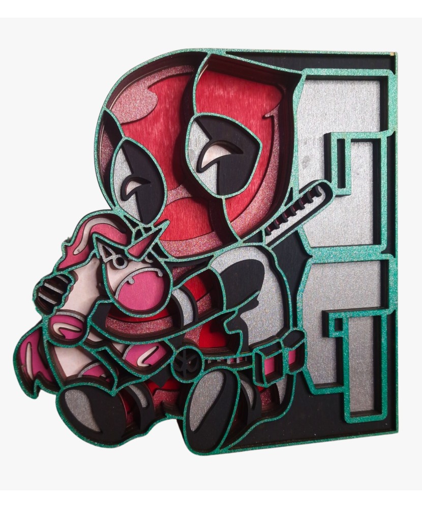 Tablou 3D din Lemn – Deadpool Chibi, 7 Straturi