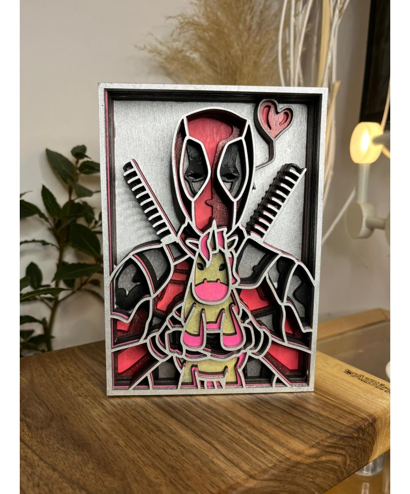 Tablou 3D din Lemn – Deadpool, 8 Straturi