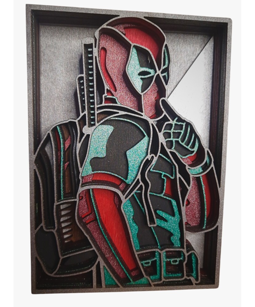 Tablou din lemn in 8 straturi, 3d, Deadpool
