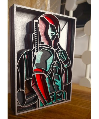 Tablou din lemn in 8 straturi, 3d, Deadpool