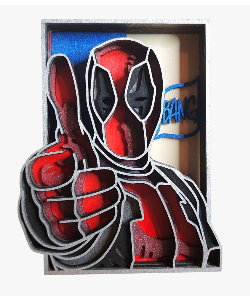Tablou din Lemn – Deadpool 3D, 7 Straturi
