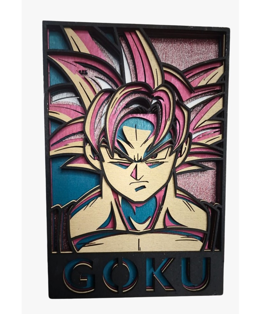 Tablou din Lemn – Goku 3D, 6 Straturi