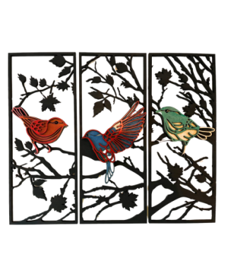 Tablou Decorativ Triptic – Design Natură și Păsări