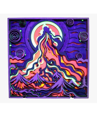 Tablou „Cosmic Eruption” – Artă Luminoasă în Lemn