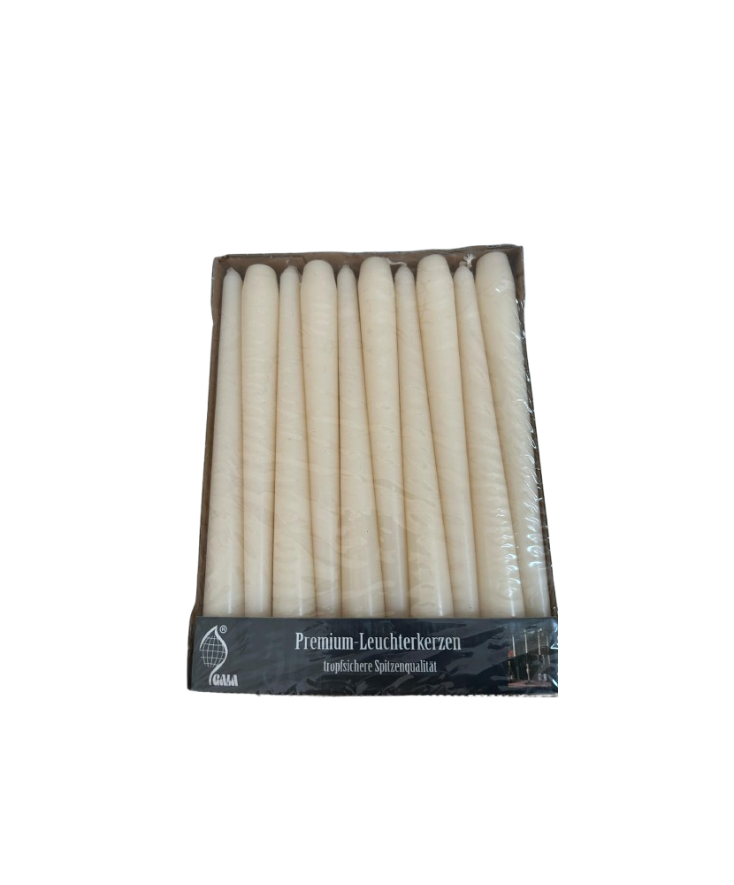 Lumanari Conice Gala Alb, set 50 buc, 25 cm,Timp Ardere 7 ore, Culoare Alb