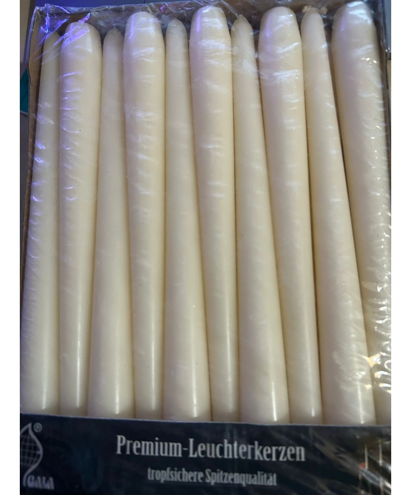 Lumanari Conice Gala Crem, set 50 buc, 25 cm,Timp Ardere 7 ore, Culoare Crem