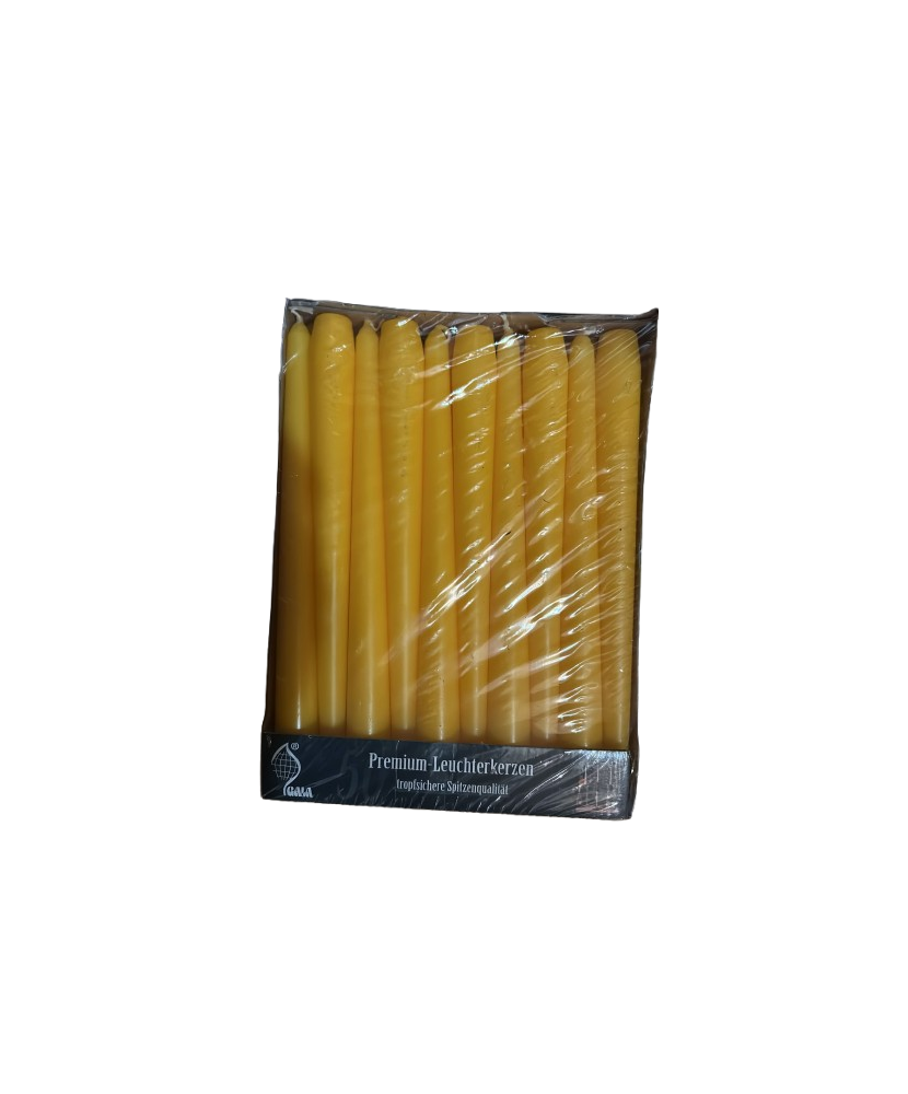 Lumanari Conice Gala Galben, set 50 buc, 25 cm,Timp Ardere 7 ore, Culoare Galben