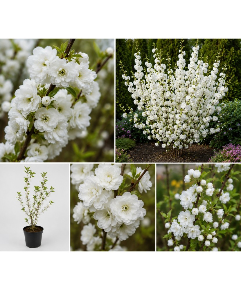 Prunus glandulosa ‘Alba Plena’ – Migdal japonez alb, ghiveci 10 cm