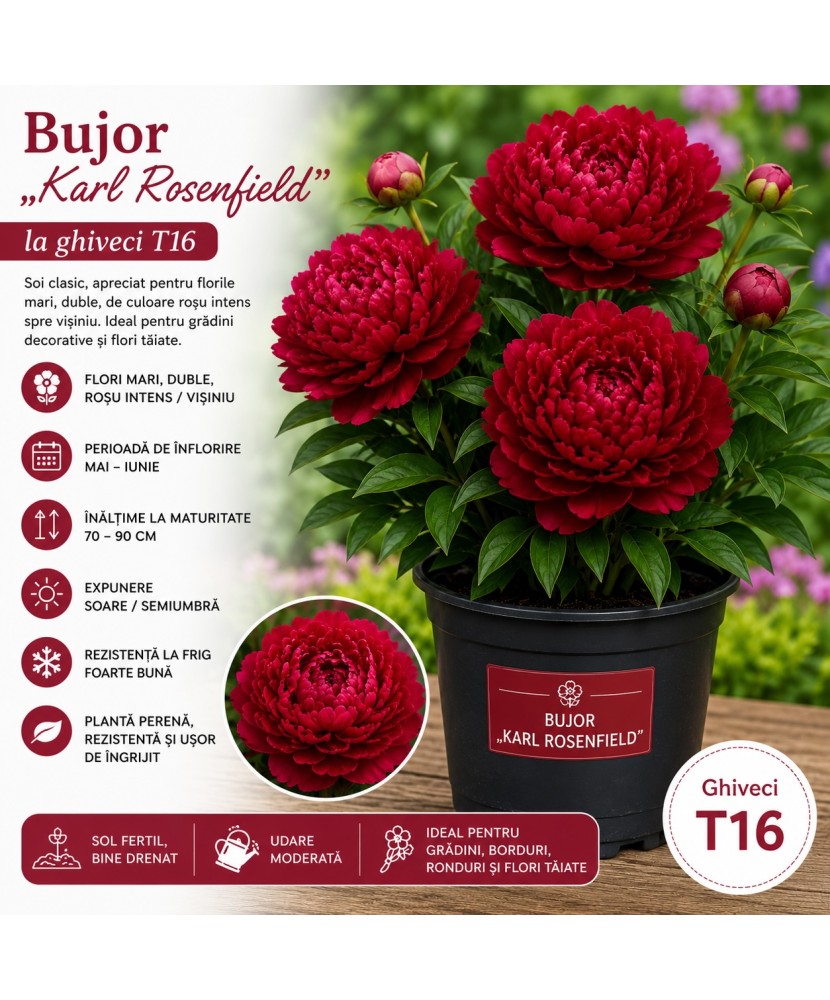 Bujor „Karl Rosenfield" la ghiveci T16